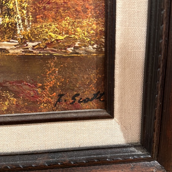 🎨 Vintage F. Scott ‘Old Mill’ Oil Painting - Framed Landscape Art - Picture 4 of 5